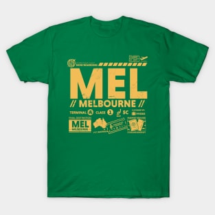 Vintage Melbourne MEL Airport Code Travel Day Retro Travel Tag Australia T-Shirt